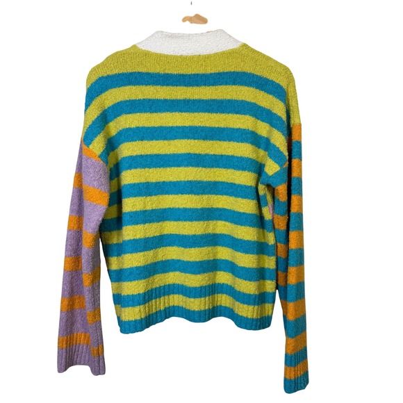 Rails Women Cardigan Medium Cotton Cashmere Oversized Stripe Fuzzy Sweater - Picture 5 of 8